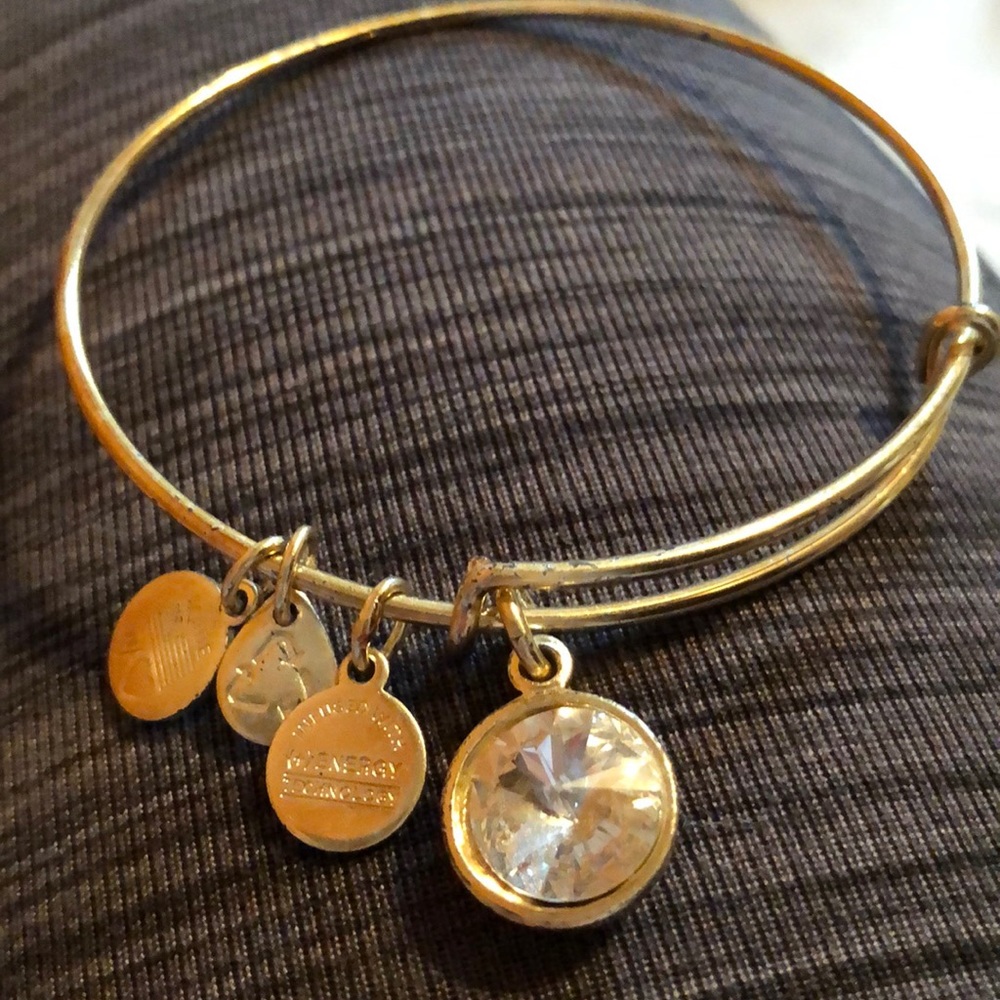 Alex and Ani White Gold (April) Charm Bracelet